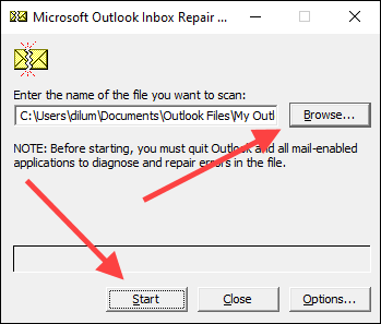 通过Microsoft Outlook修复工具修复PST文件