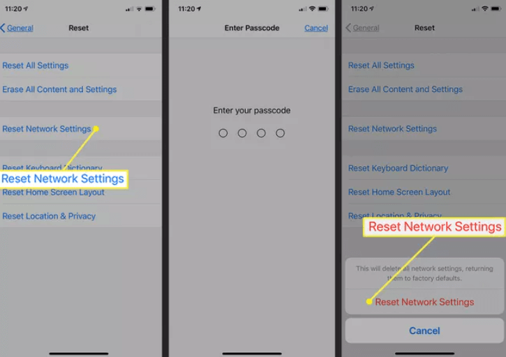 Resetting the Network Configurations