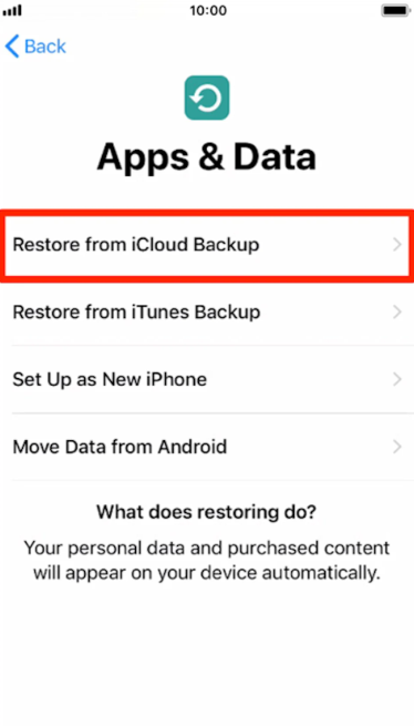 Restaurar o backup do iCloud no novo iPhone