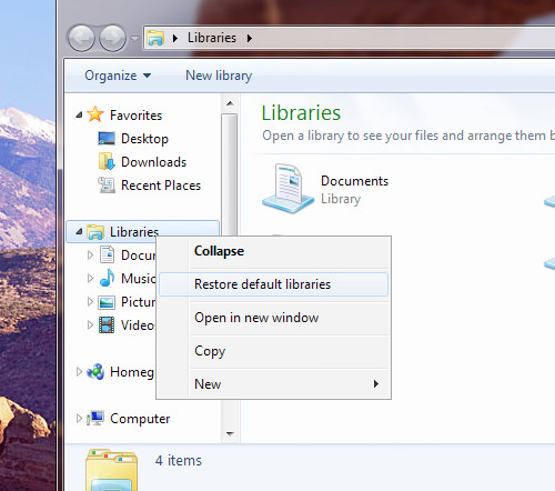Låt ditt Windows-bibliotek återställas