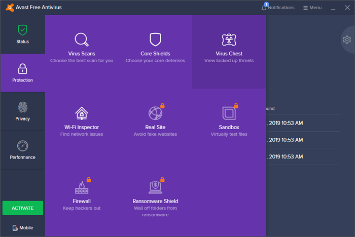 Choose Virus Chest to Recover Files Deleted by Avast Antivirus