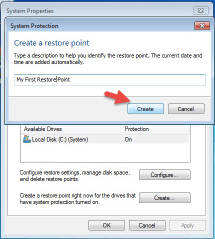 Create Restore Point For System Restore 