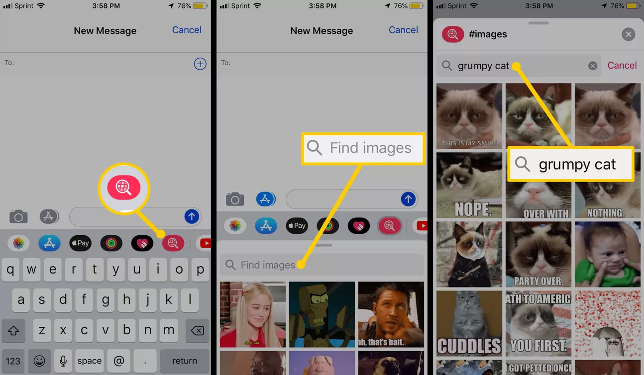 Using The Messages To Send A GIF #IMAGES Application