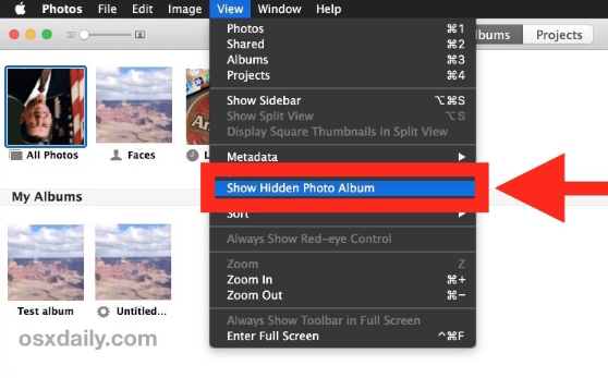 Show Hidden Photo Album on Mac
