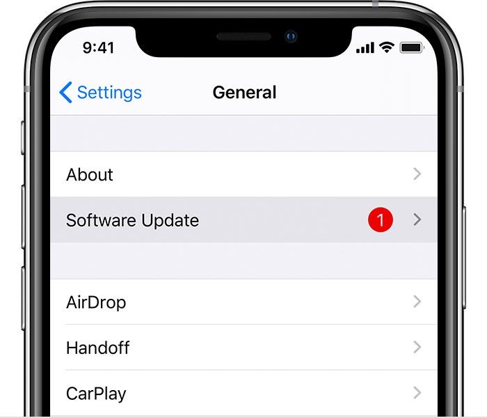 Uppdatera iPhone för att fixa iPhone Inget ljud vid videoproblem