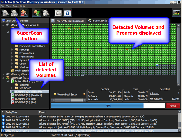 Super Scanning for Active Partition Recovery