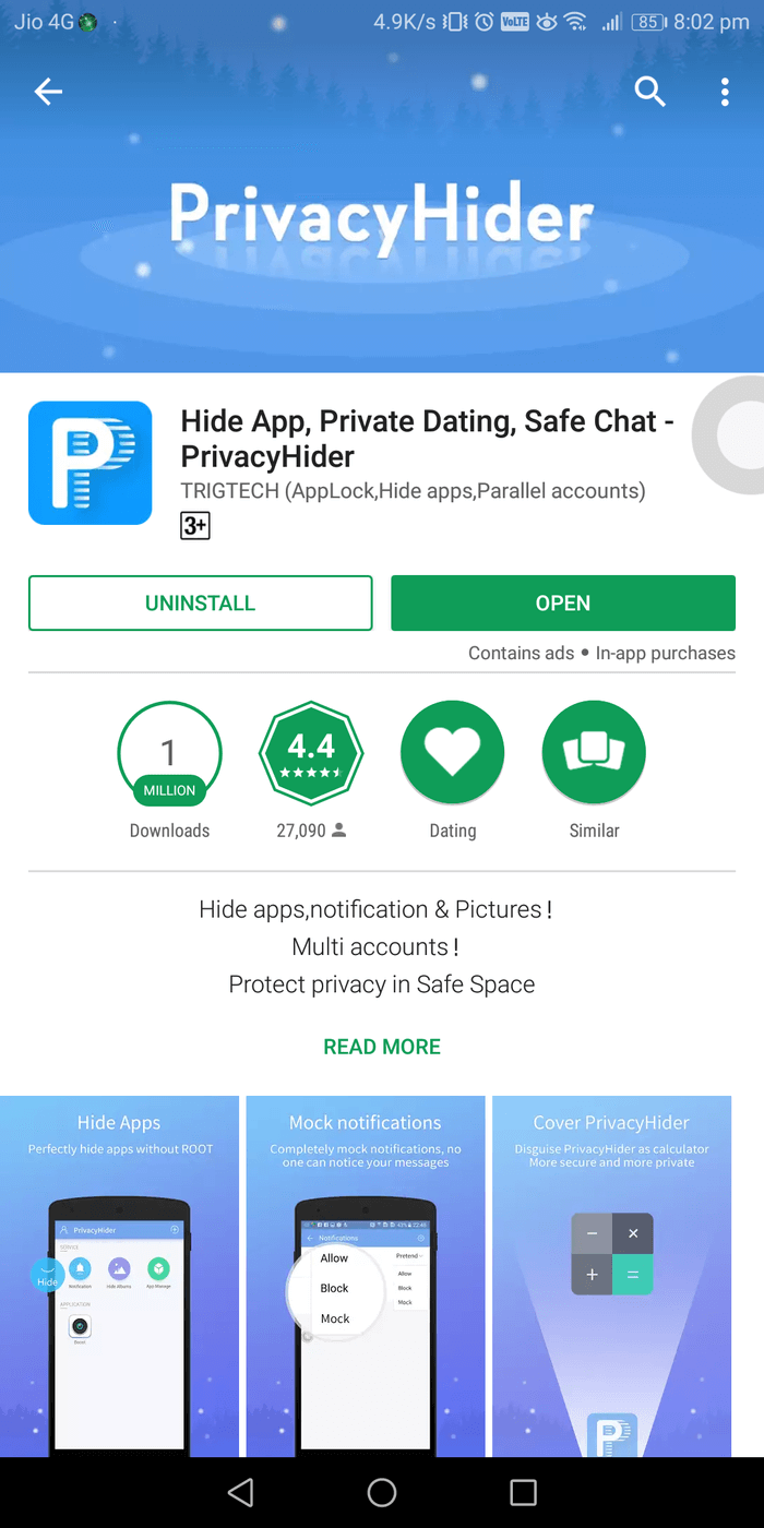 개인 정보 보호 숨기기를 응원하지 않고 Android 앱 숨기기
