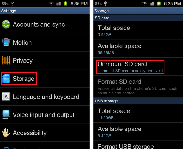 Sd Card Not Deteted Android Unmount Sd