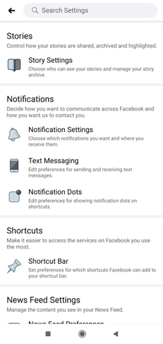 Desativar notificações específicas do Facebook Android
