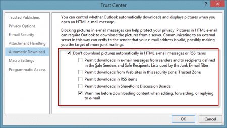 Impedir que seu MS Outlook baixe conteúdo externo