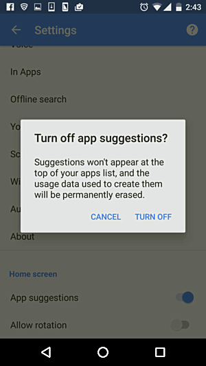 내 볼륨을 수정하기 위해 앱 제안을 끄면 자체적으로 Android가 계속 낮아집니다.