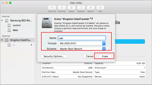 Use Disk Utility to Format USB to FAT32 on Mac