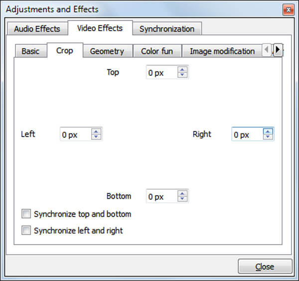 Go to Video Effects to Crop Video with VLC