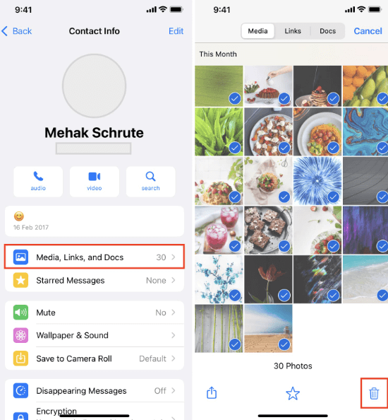 Deleting WhatsApp Media on iPhone within Inside of The Chat