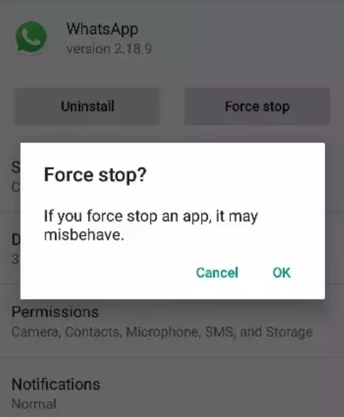 Force Stop WhatsApp During Process