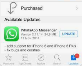 Uppdatera WhatsApp med App Store