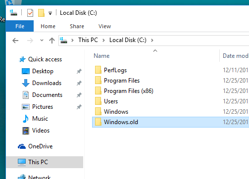 Recupere seus arquivos usando o Windows. pasta antiga após o Windows Update excluir tudo