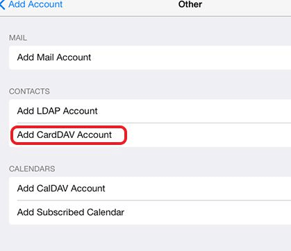 Add CardDAV Account