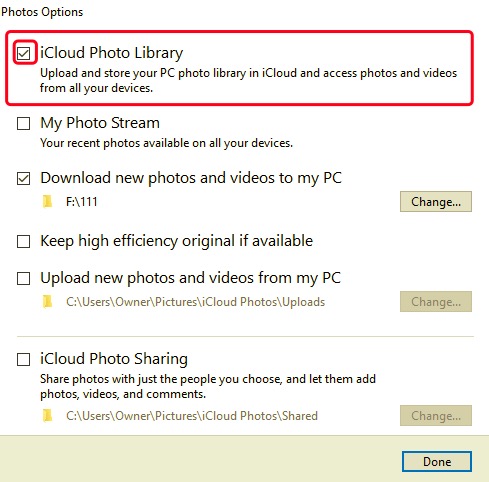 Använda iCloud för att importera foton från iPhone till den externa hårddisken