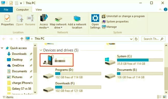 Transferir fotos de um telefone Samsung para um computador via cabo USB