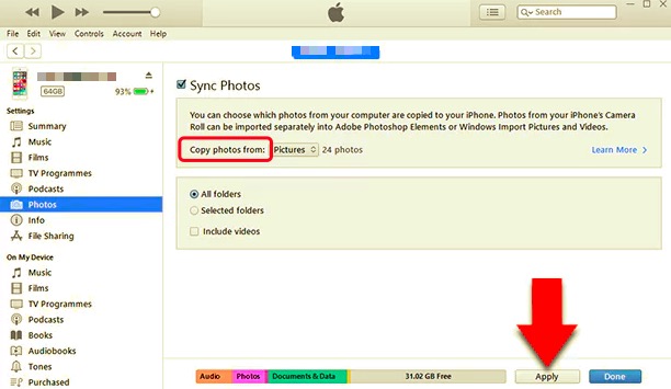 Transfer Photos from iPhone to Hard Drive Using iTunes