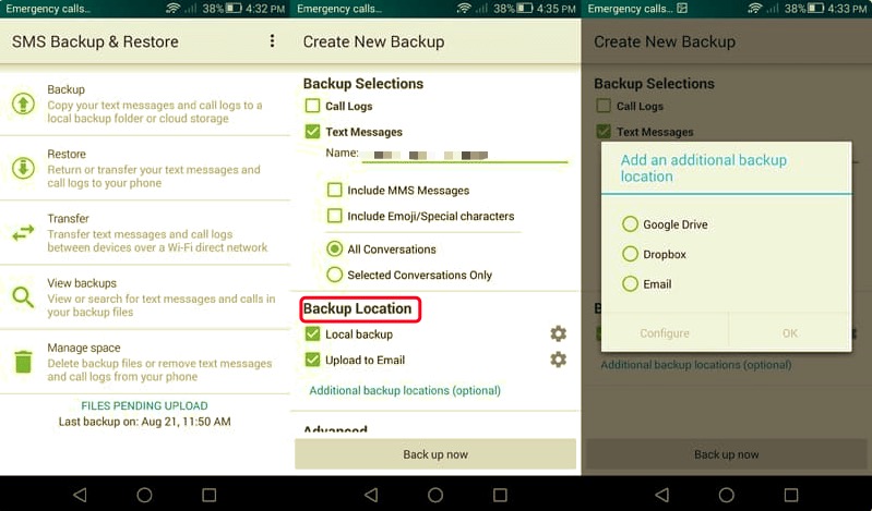 Metin Mesajlarını Android'den iPhone'a Aktarmak için SMS Yedekleme ve Geri Yükleme'yi kullanın