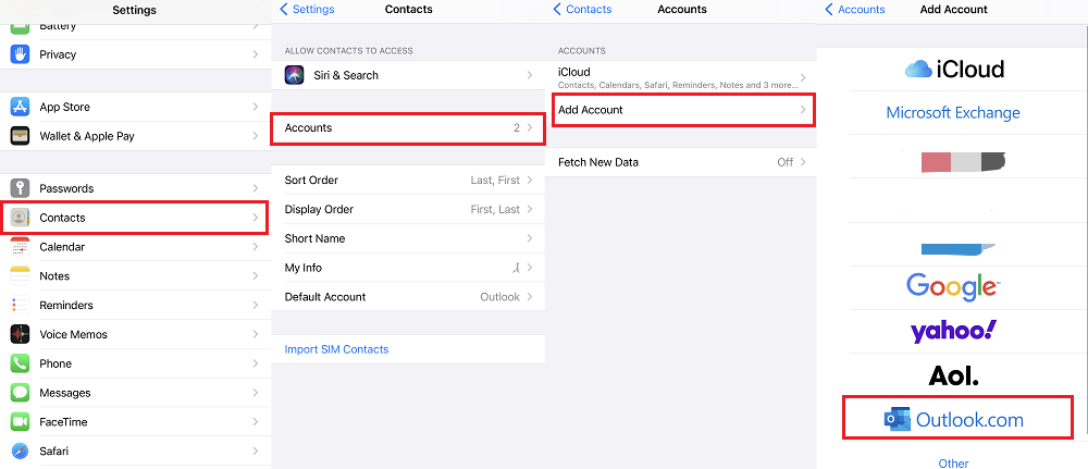 Överför Outlook-kontakter till iPhone med Exchange