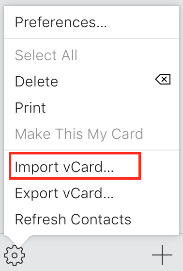 Import Vcard