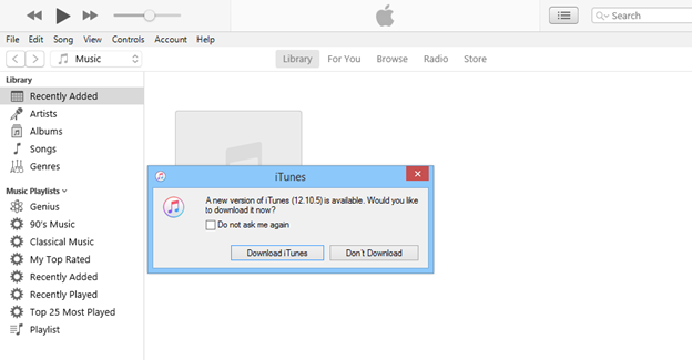 iTunes Hämta uppdateringar