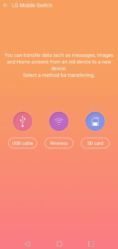 Transfer data by LG Mobile swithc app