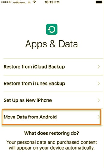 Use Move to iOS App to Transfer HTC Contacts to iPhone