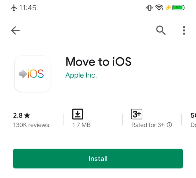 Transférer des données à l'aide de l'application Move to iOS