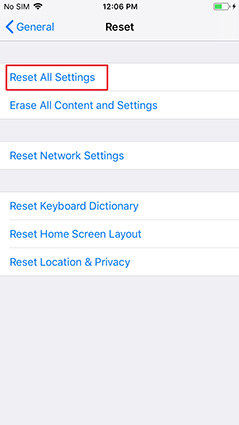 Reset All Settings to Solve iPhone Ringtone Keeps Changing to Default Issue
