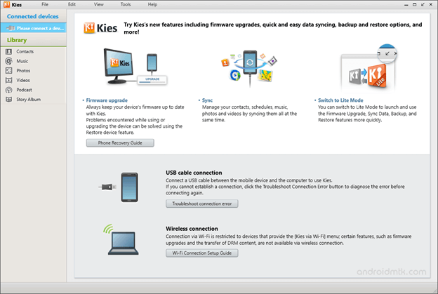 Transferir mensagens do Android por Samsung Kies