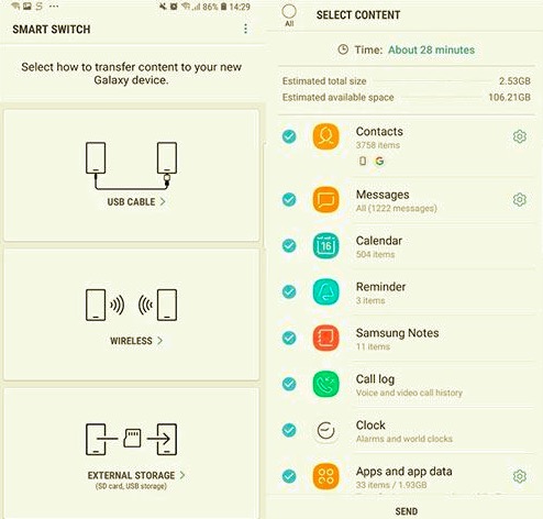 스마트 스위치를 사용하여 Android에서 Android로 문자 메시지 전송