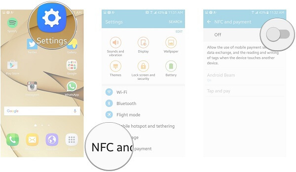 Överför data mellan Samsung via Nfc