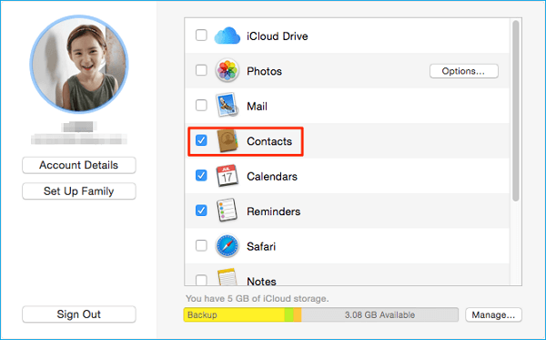 iCloud를 사용하여 Outlook 연락처 전송
