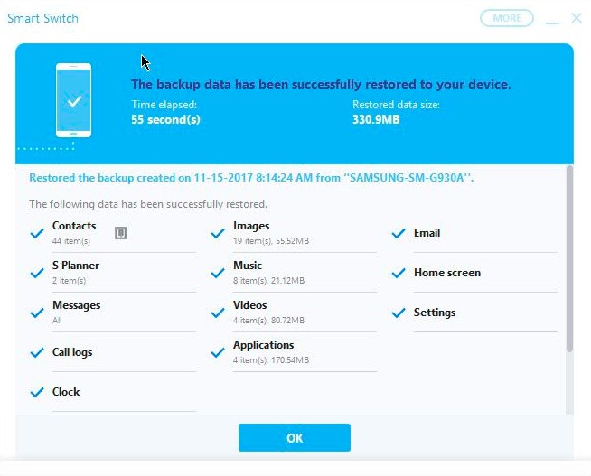 Överför foton från en Samsung-telefon till en dator med Smart Switch