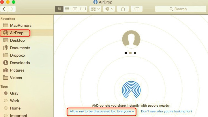 Airdrop을 켜서 iPhone에서 Mac으로 비디오 전송