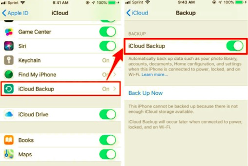 Turn on iCloud Backup to Transfer Apps from iPhone to iPhone