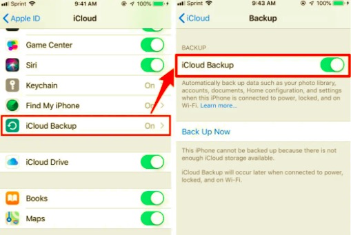 iCloud 백업을 켜서 iPhone에서 iPhone으로 앱 전송