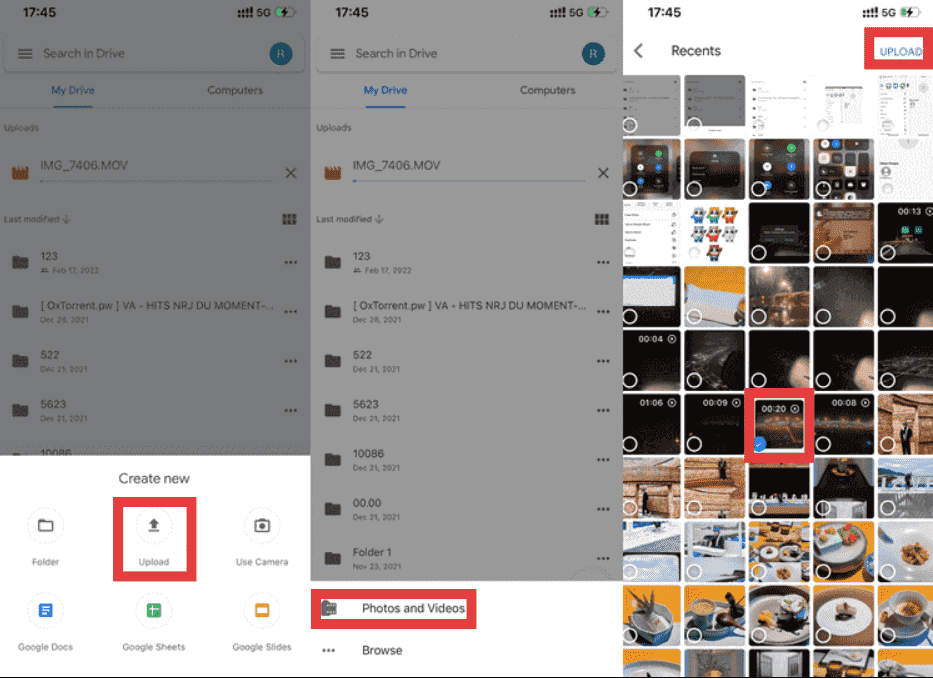 Send Videos To Google Drive