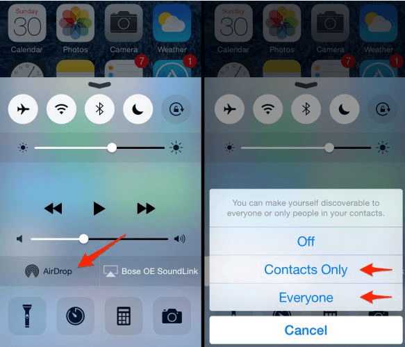 Usando o AirDrop para enviar vídeos grandes do iPhone