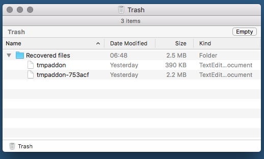 Document Recovery from the Trash