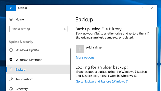 Recuperação de documentos usando o Backup e restauração do Windows