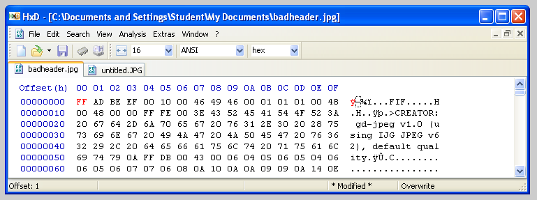 HxD Hex Editor of the JPEG Repair Tools