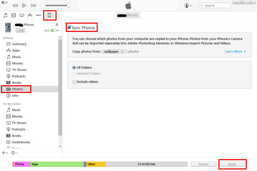 Using iTunes to Sync Photos From iPhone to Computer