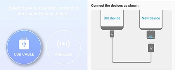 USB 케이블을 사용하여 iPhone 데이터를 삼성 장치로 전송