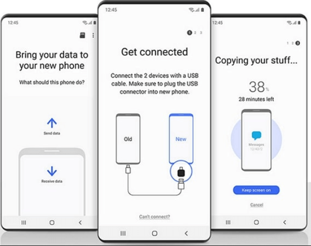 Samsung WiFi Transfer: Smart Switch Using USB Data Transfer Cable