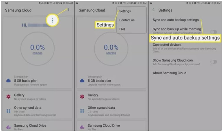 Transferir Samsung Notes para um novo telefone usando Samsung Cloud